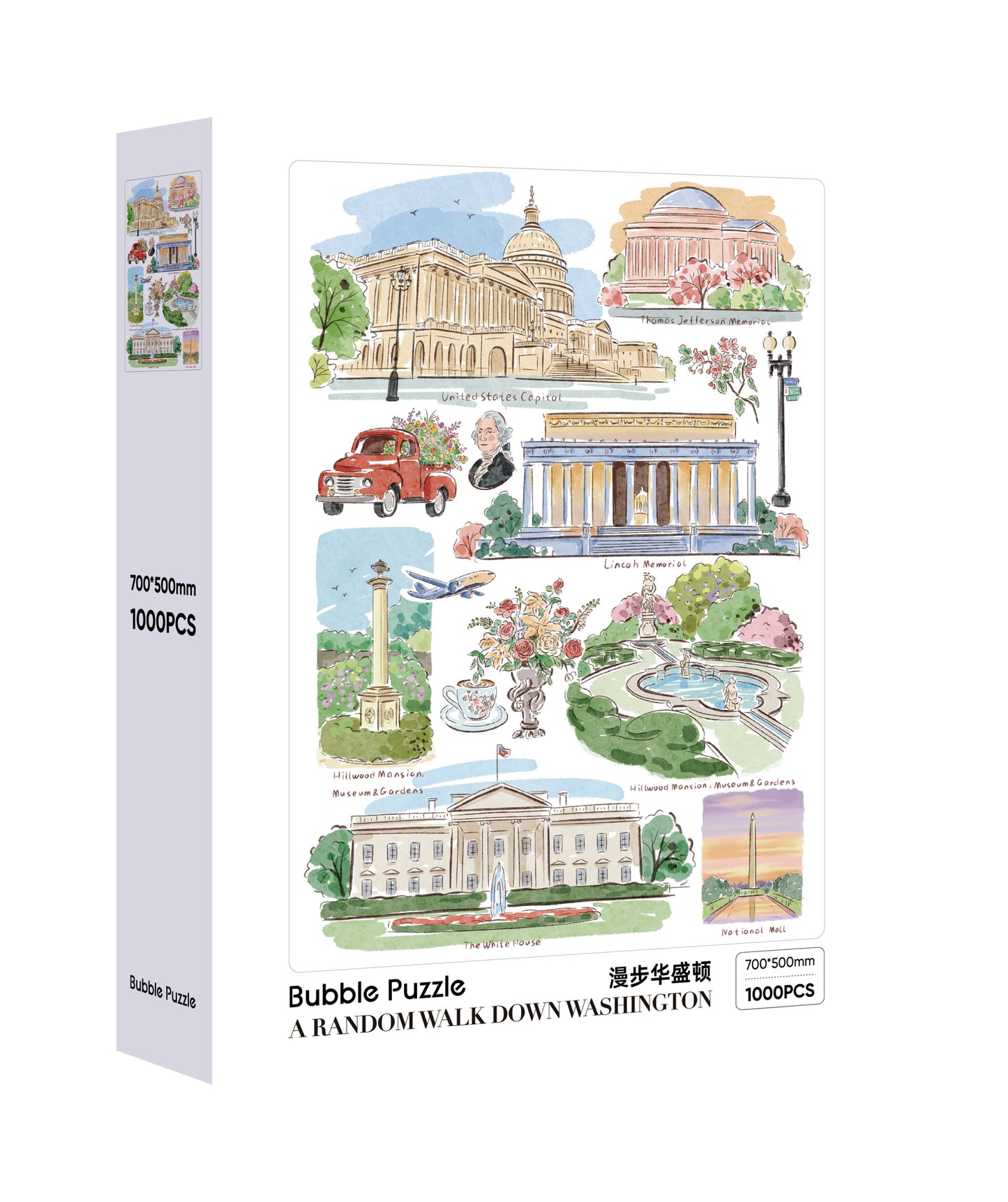 BUBBLE PUZZLE - A Random Walk Down Washington - 1000 Piece Puzzle, city map, travel