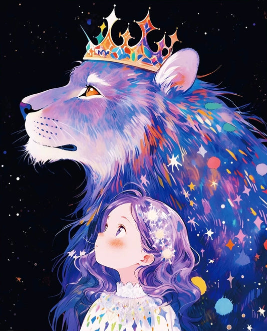 BUBBLE PUZZLE - The Lion and Little Girl - 500 Piece Puzzle - animal, girl, decoration, art