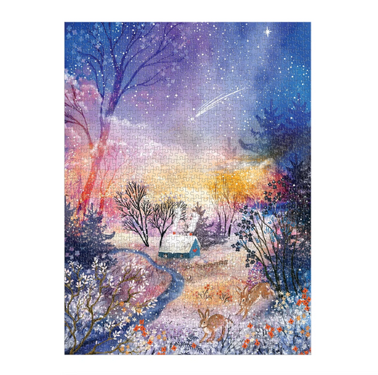 GALISON - Enchanted Snowfall - 1000 Piece Puzzle, winter, family, holiday, forest