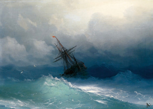 SEREN ART - A Ship in a Stormy Sea - 1000 Piece Puzzle, art, Maritime