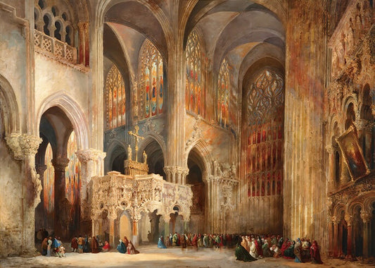 SEREN ART - Liège Cathedral - 1000 Piece Puzzle, art, Jenaro Pérez Villaamil