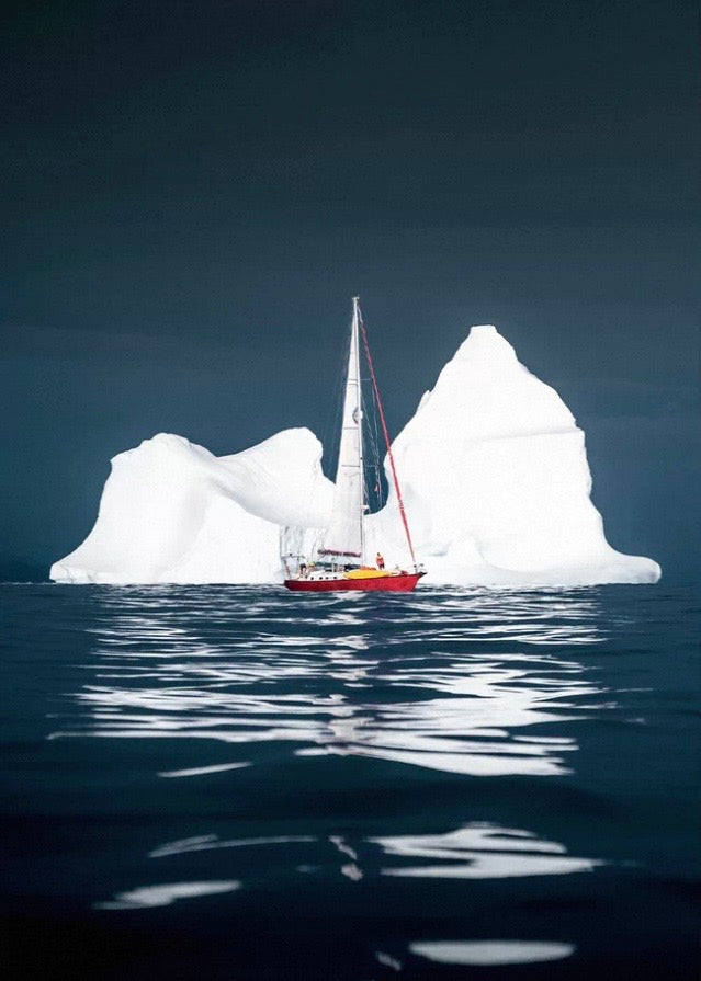 SEREN ART - Places Series - 500 Piece Puzzle, sailing with giants, Sailboat between two icebergs in a dark ocean, Norris Niman
