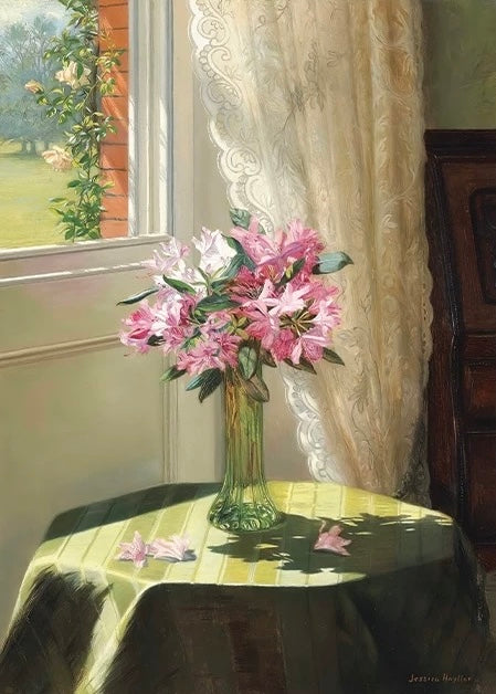 SEREN ART - Rhododendrons by a Window - 500 Piece Puzzle, artwork, flower