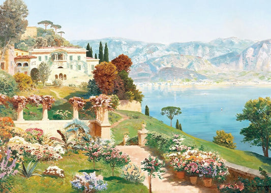 SEREN ART - Scene of Lake Como - 1000 Piece Puzzle, nature, view, travel, lake, garden