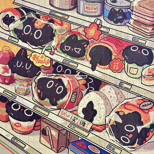SOULPUZZ - Black Kitten's Store - 728 Piece Puzzle, cute, pets, cartoon