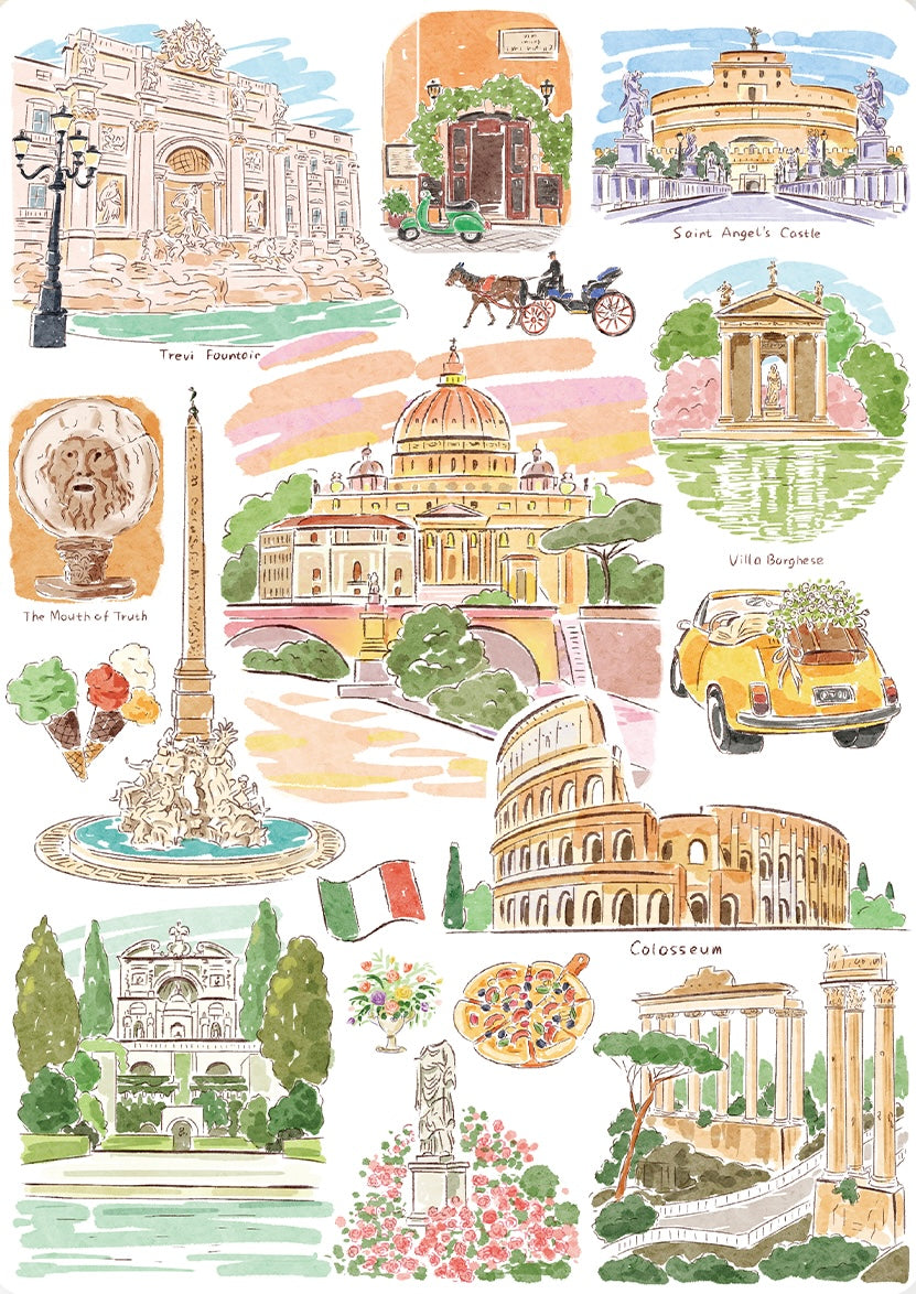 BUBBLE PUZZLE - A Random Walk Down Rome - 1000 Piece Puzzle, city map, italy, travel