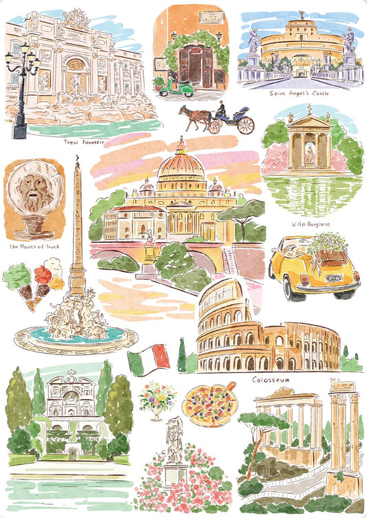 BUBBLE PUZZLE - A Random Walk Down Rome - 1000 Piece Puzzle, city map, italy, travel