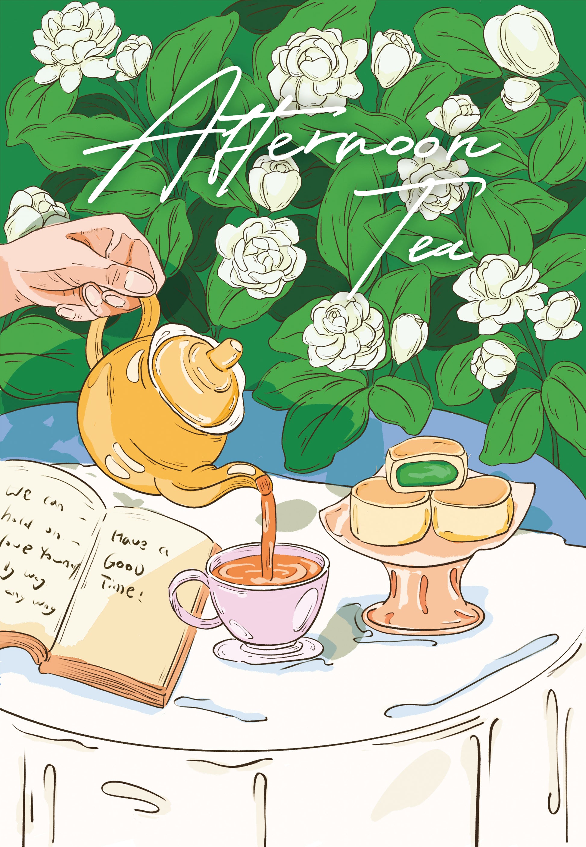 BUBBLE PUZZLE - Jasmine's Afternoon Bliss - 300 Piece Puzzle, lifestyle, coffee, dessert. flower 