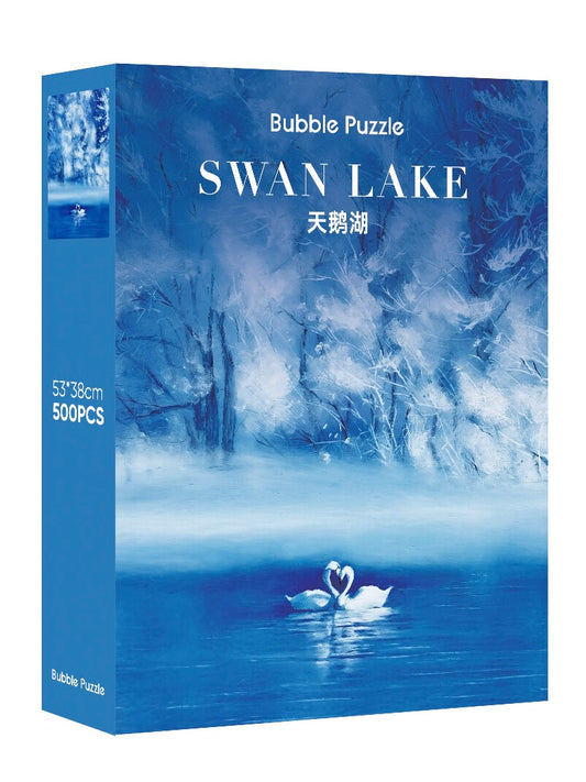 BUBBLE PUZZLE - Swan Lake - 500 Piece Puzzle, art, decorative