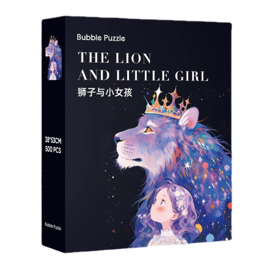 BUBBLE PUZZLE - The Lion and Little Girl - 500 Piece Puzzle - animal, girl, decoration, art