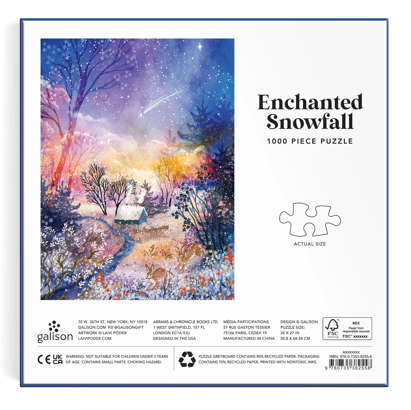 GALISON - Enchanted Snowfall - 1000 Piece Puzzle, winter, family, holiday, forest