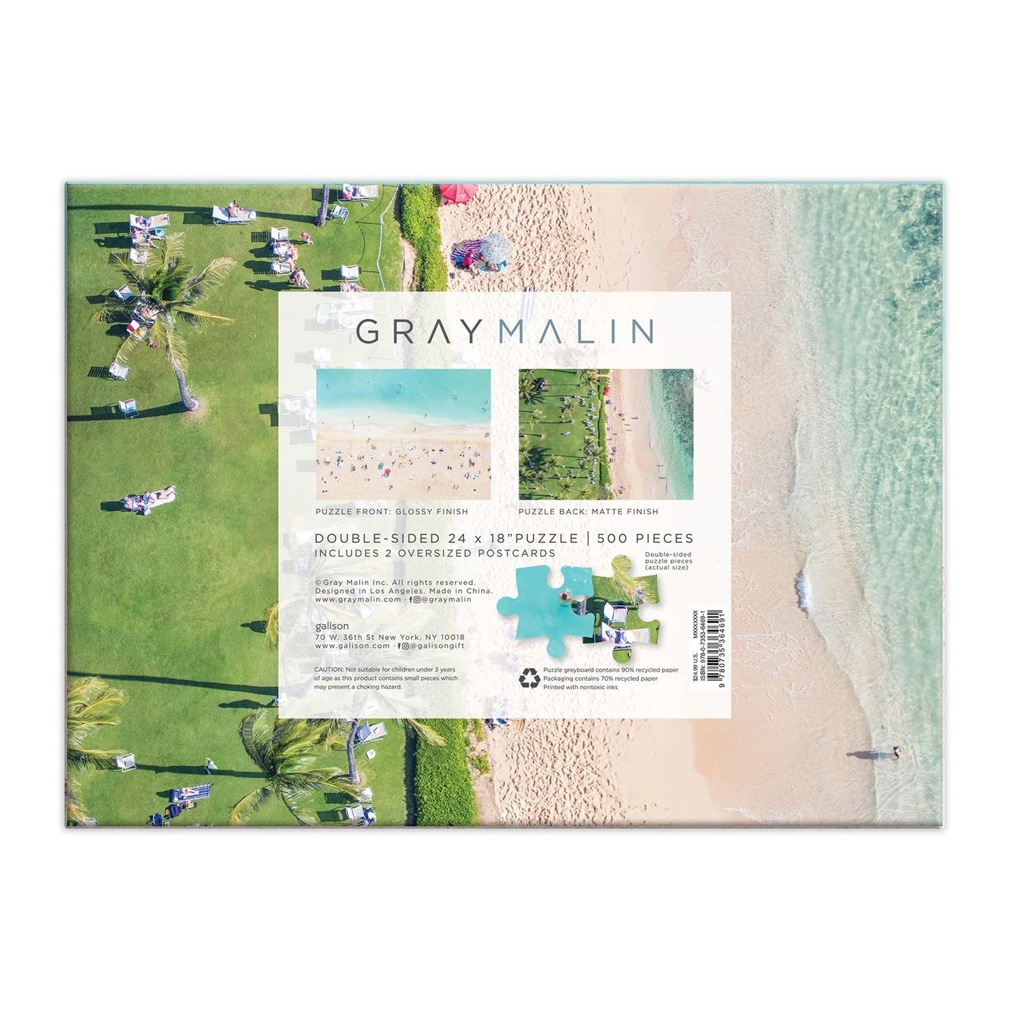 GALISON - Gray Malin The Hawaii Beach - 500 Piece Double-Sided Puzzle