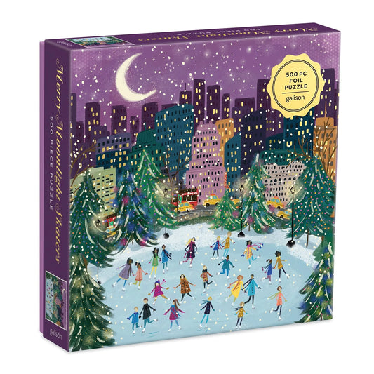 GALISON - Merry Moonlight Skaters - 500 Piece Foil Puzzle