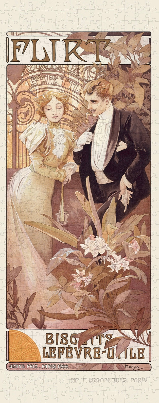 HAPPY PUZZLE - Flirt - 504 Piece Puzzle, adult, art, romantic, mucha