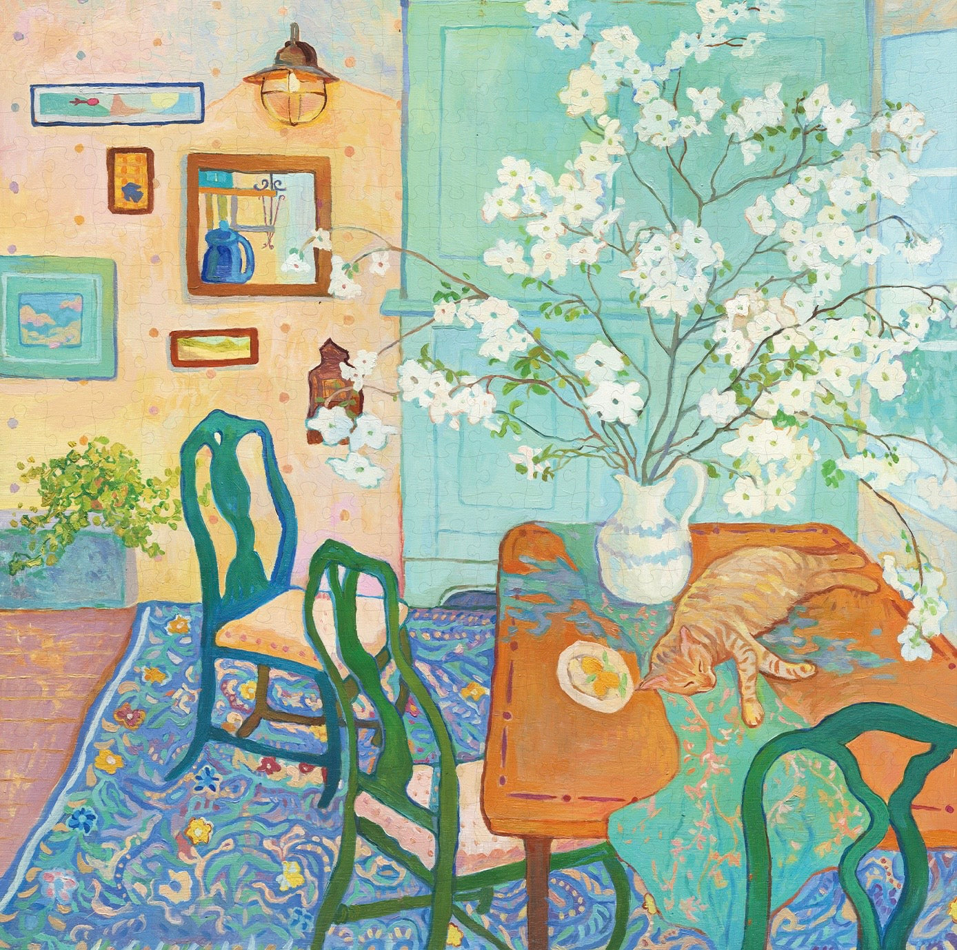 HAPPY PUZZLE - Little Lazy Cat - 500 Piece Puzzle - Adult, Cat, Animals, Floral, Lifestyle
