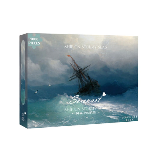 SEREN ART - A Ship in a Stormy Sea - 1000 Piece Puzzle, art, Maritime