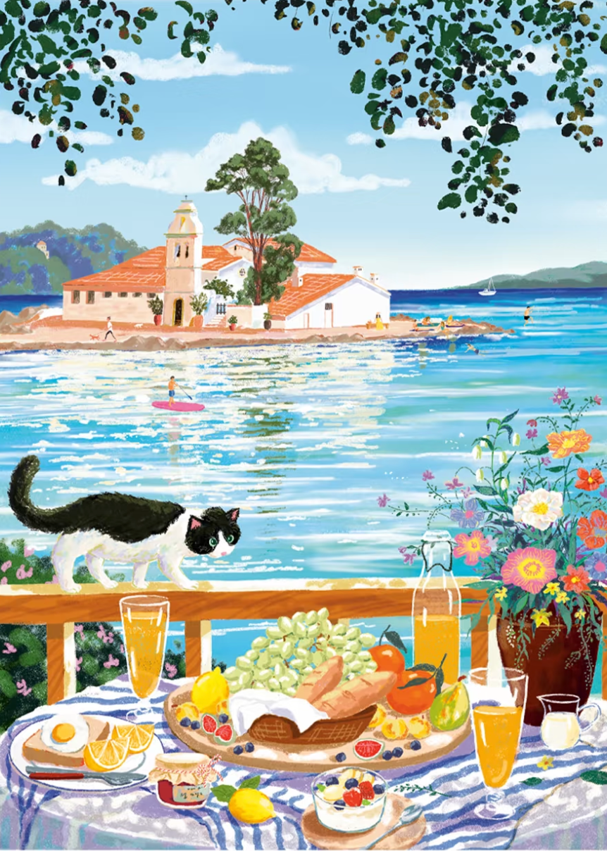 SEREN ART - Corfu Island - 500 Piece Puzzle. Vacation, lifestyle, Greek style