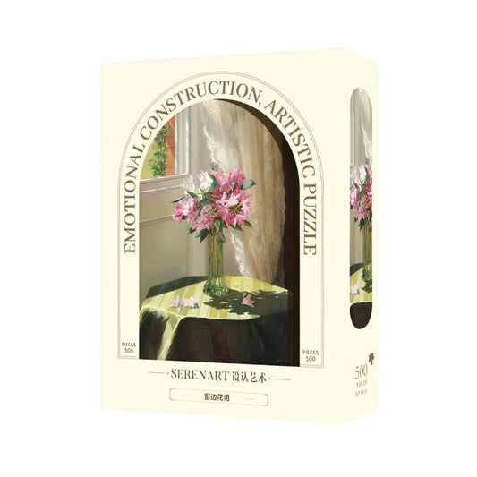 SEREN ART - Rhododendrons by a Window - 500 Piece Puzzle, artwork, flower