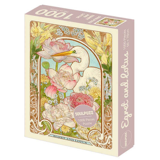 SOULPUZZ - Egret and Lotus - 1000 Piece Puzzle
