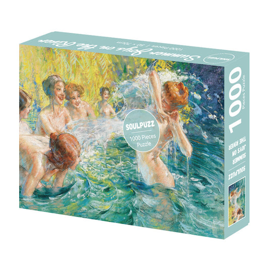 SOULPUZZ - Summer Joys on the River - 1000 Piece Puzzle, art, swimming
